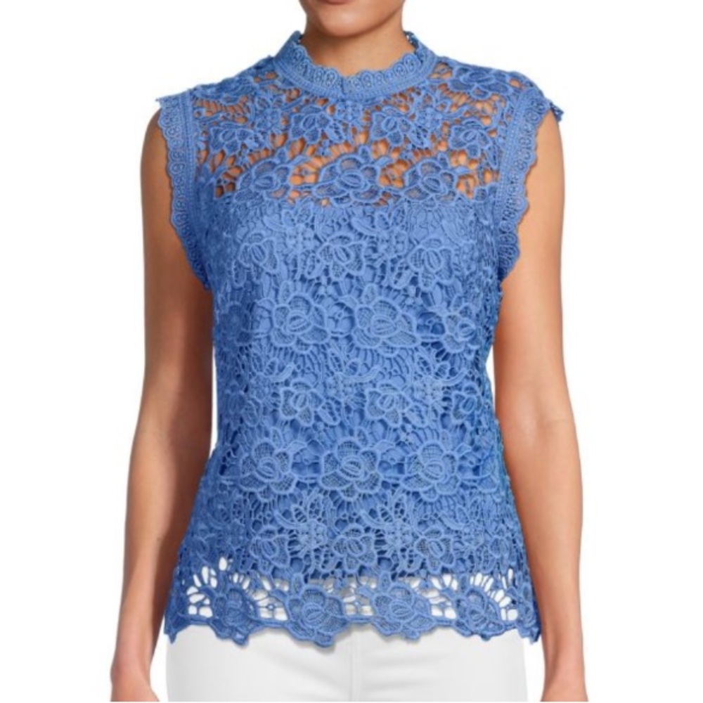 Nanette Lepore Caymen Blue Lace Sleeveless Top